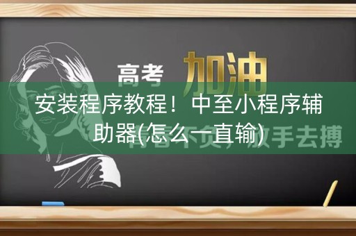 安装程序教程！中至小程序辅助器(怎么一直输)