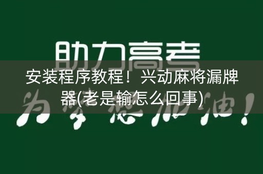 安装程序教程！兴动麻将漏牌器(老是输怎么回事)