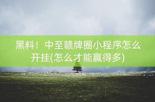 黑料！中至赣牌圈小程序怎么开挂(怎么才能赢得多)