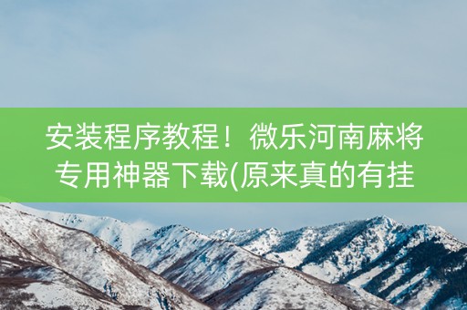安装程序教程！微乐河南麻将专用神器下载(原来真的有挂)