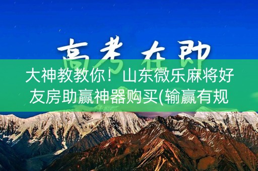 大神教教你！山东微乐麻将好友房助赢神器购买(输赢有规律)