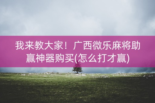 我来教大家！广西微乐麻将助赢神器购买(怎么打才赢)