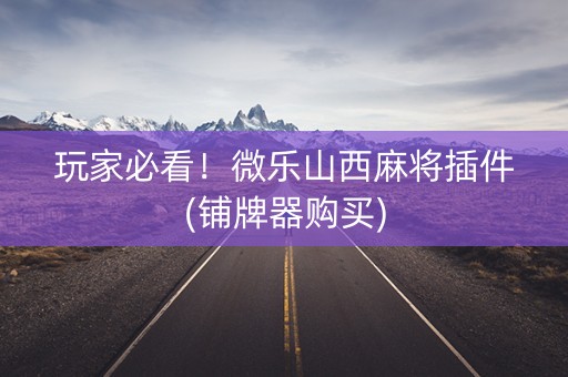 玩家必看！微乐山西麻将插件(铺牌器购买)
