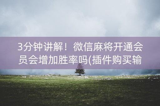 3分钟讲解！微信麻将开通会员会增加胜率吗(插件购买输赢规律)