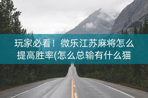 玩家必看！微乐江苏麻将怎么提高胜率(怎么总输有什么猫腻)
