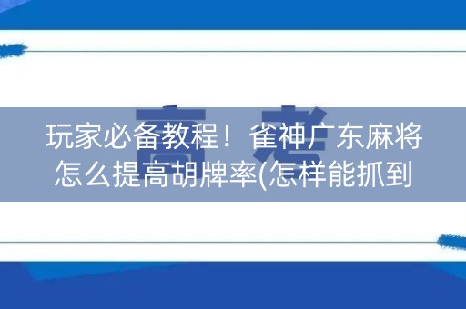 玩家必备教程！雀神广东麻将怎么提高胡牌率(怎样能抓到好牌)