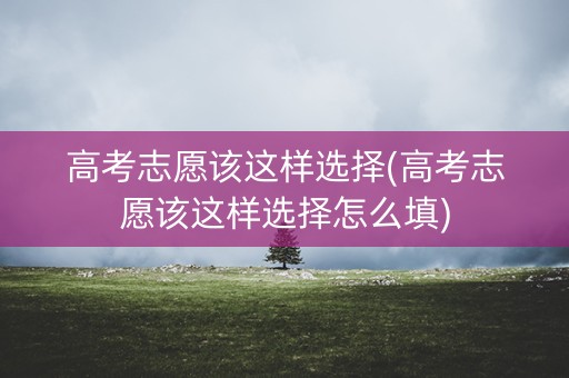 高考志愿该这样选择(高考志愿该这样选择怎么填)