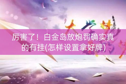 厉害了！白金岛放炮罚确实真的有挂(怎样设置拿好牌)