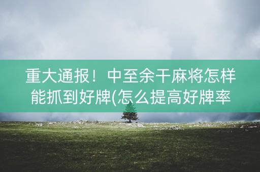 重大通报！中至余干麻将怎样能抓到好牌(怎么提高好牌率)