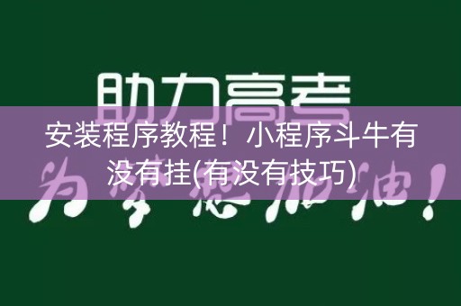 安装程序教程！小程序斗牛有没有挂(有没有技巧)