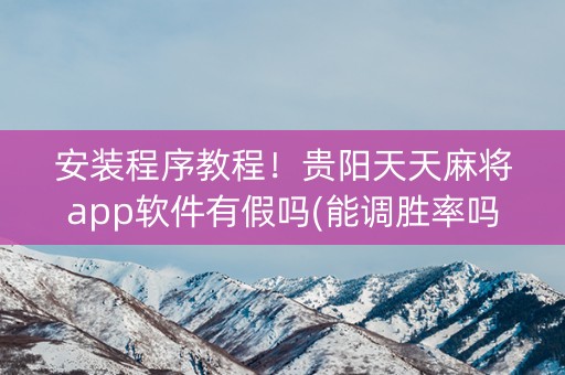 安装程序教程！贵阳天天麻将app软件有假吗(能调胜率吗)