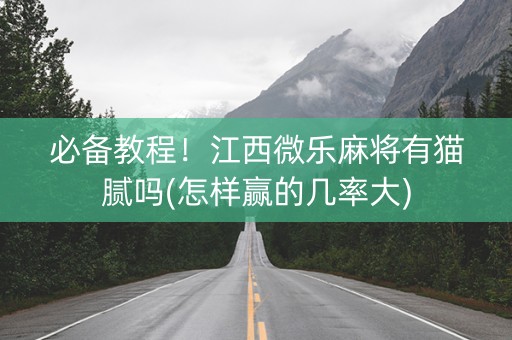 必备教程！江西微乐麻将有猫腻吗(怎样赢的几率大)