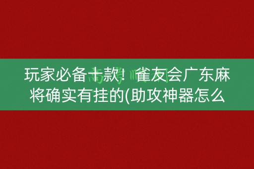 玩家必备十款！雀友会广东麻将确实有挂的(助攻神器怎么才会赢)