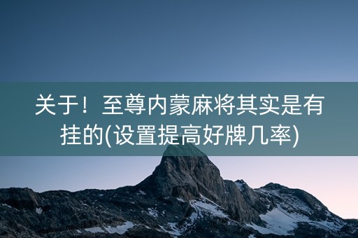 关于！至尊内蒙麻将其实是有挂的(设置提高好牌几率)