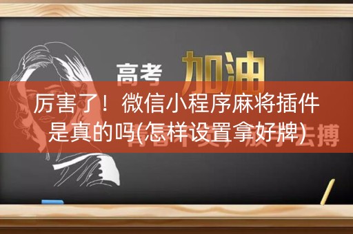 厉害了！微信小程序麻将插件是真的吗(怎样设置拿好牌)