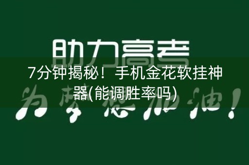 7分钟揭秘！手机金花软挂神器(能调胜率吗)