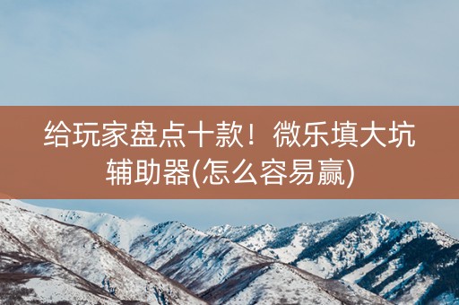 给玩家盘点十款！微乐填大坑辅助器(怎么容易赢)