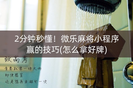 2分钟秒懂！微乐麻将小程序赢的技巧(怎么拿好牌)