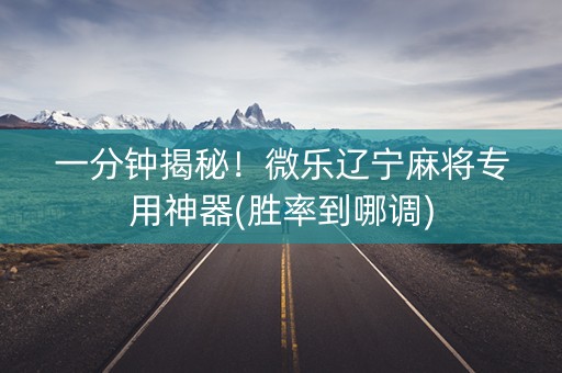 一分钟揭秘！微乐辽宁麻将专用神器(胜率到哪调)