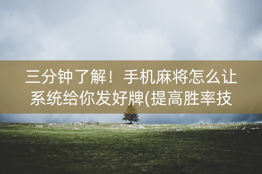 三分钟了解！手机麻将怎么让系统给你发好牌(提高胜率技巧)