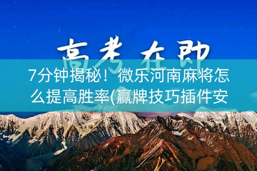 7分钟揭秘！微乐河南麻将怎么提高胜率(赢牌技巧插件安装)