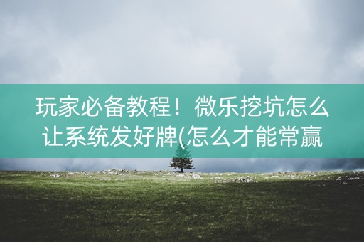 玩家必备教程！微乐挖坑怎么让系统发好牌(怎么才能常赢)