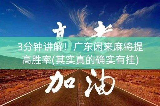 3分钟讲解！广东闲来麻将提高胜率(其实真的确实有挂)