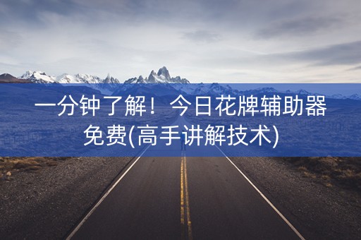 一分钟了解！今日花牌辅助器免费(高手讲解技术)