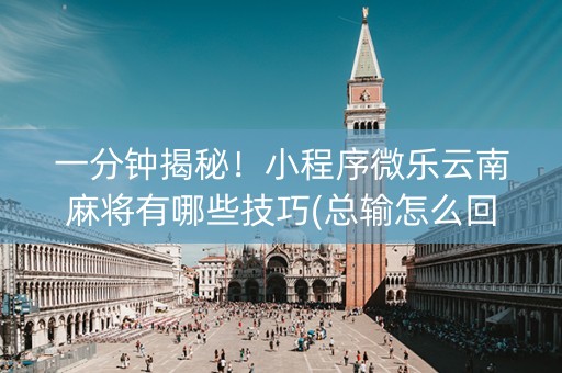 一分钟揭秘！小程序微乐云南麻将有哪些技巧(总输怎么回事)
