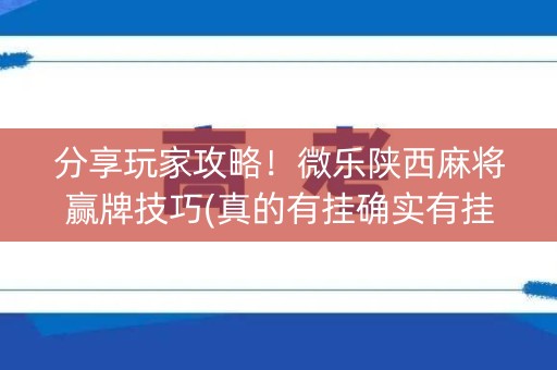 分享玩家攻略！微乐陕西麻将赢牌技巧(真的有挂确实有挂)