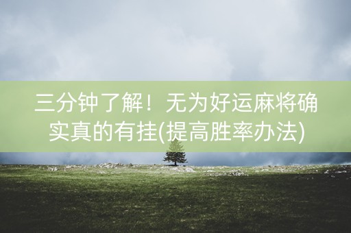 三分钟了解！无为好运麻将确实真的有挂(提高胜率办法)