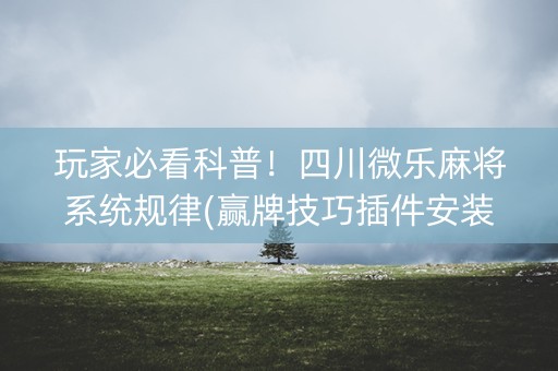 玩家必看科普！四川微乐麻将系统规律(赢牌技巧插件安装)