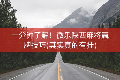 一分钟了解！微乐陕西麻将赢牌技巧(其实真的有挂)