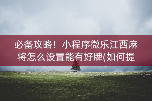 必备攻略！小程序微乐江西麻将怎么设置能有好牌(如何提高胡牌率)