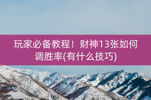 玩家必备教程！财神13张如何调胜率(有什么技巧)