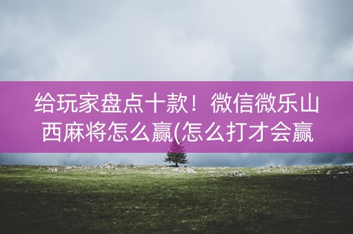 给玩家盘点十款！微信微乐山西麻将怎么赢(怎么打才会赢)