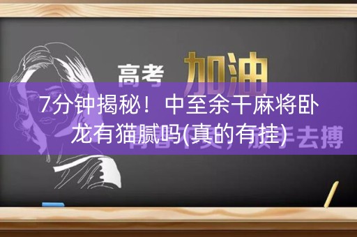 7分钟揭秘！中至余干麻将卧龙有猫腻吗(真的有挂)