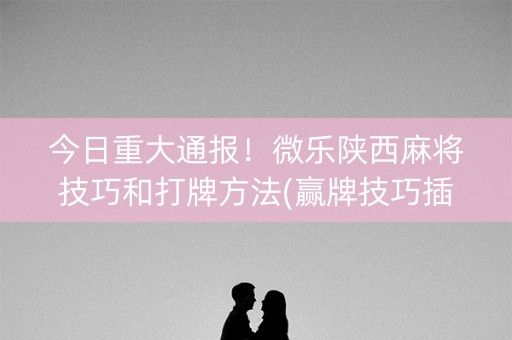 今日重大通报！微乐陕西麻将技巧和打牌方法(赢牌技巧插件安装)