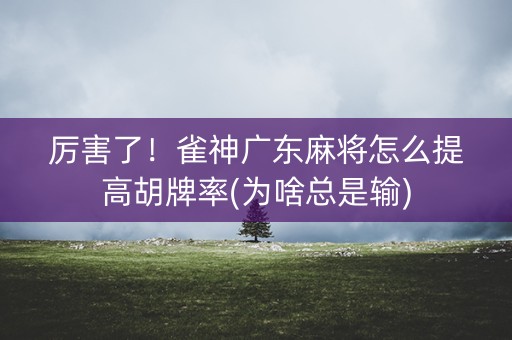 厉害了！雀神广东麻将怎么提高胡牌率(为啥总是输)