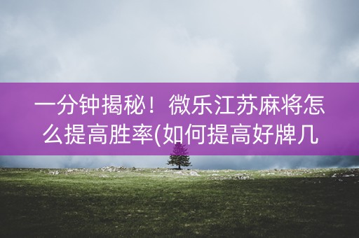 一分钟揭秘！微乐江苏麻将怎么提高胜率(如何提高好牌几率)