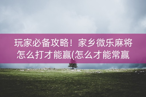 玩家必备攻略！家乡微乐麻将怎么打才能赢(怎么才能常赢)