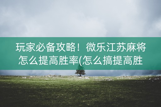 玩家必备攻略！微乐江苏麻将怎么提高胜率(怎么搞提高胜率)