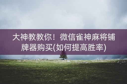 大神教教你！微信雀神麻将铺牌器购买(如何提高胜率)