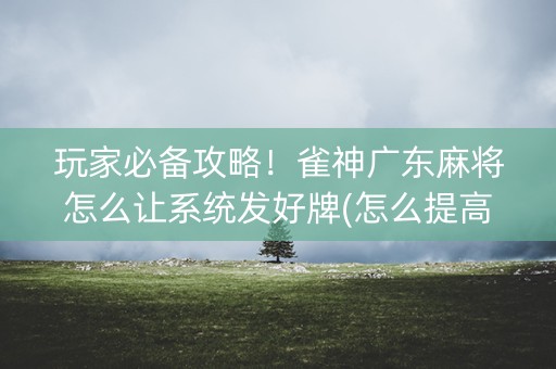 玩家必备攻略！雀神广东麻将怎么让系统发好牌(怎么提高胡牌率)