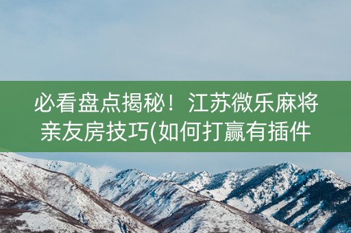 必看盘点揭秘！江苏微乐麻将亲友房技巧(如何打赢有插件吗)