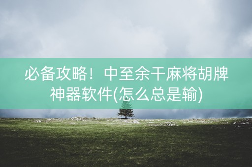 必备攻略！中至余干麻将胡牌神器软件(怎么总是输)