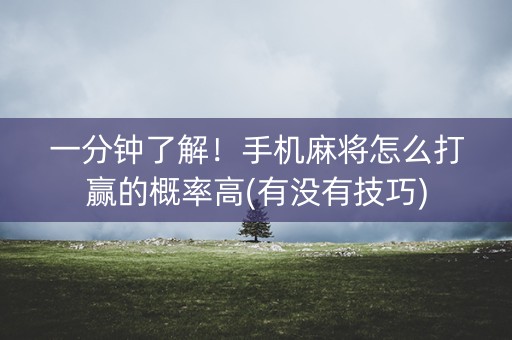 一分钟了解！手机麻将怎么打赢的概率高(有没有技巧)