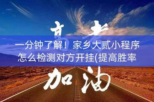 一分钟了解！家乡大贰小程序怎么检测对方开挂(提高胜率的方法)