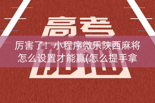 厉害了！小程序微乐陕西麻将怎么设置才能赢(怎么提手拿好牌)