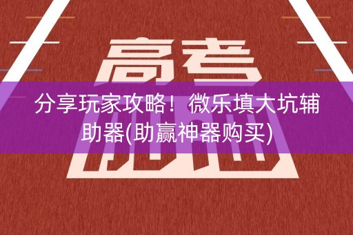 分享玩家攻略！微乐填大坑辅助器(助赢神器购买)